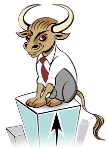 Bull market rising - allegorical illustration of financial markets by Neale Osborne